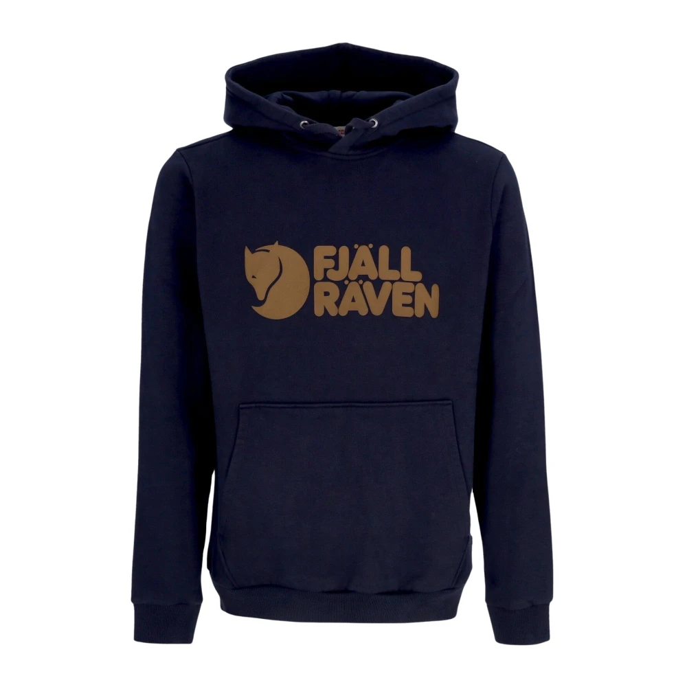 Fjällräven Men's Blue Dark Navy Logo Hoodie Plush Sweatshirt - Hoodies - S - Sweatshirts & Hoodies