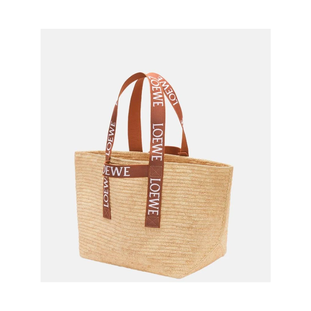 Loewe Fold Shopper Raffia Tas Beige Dames