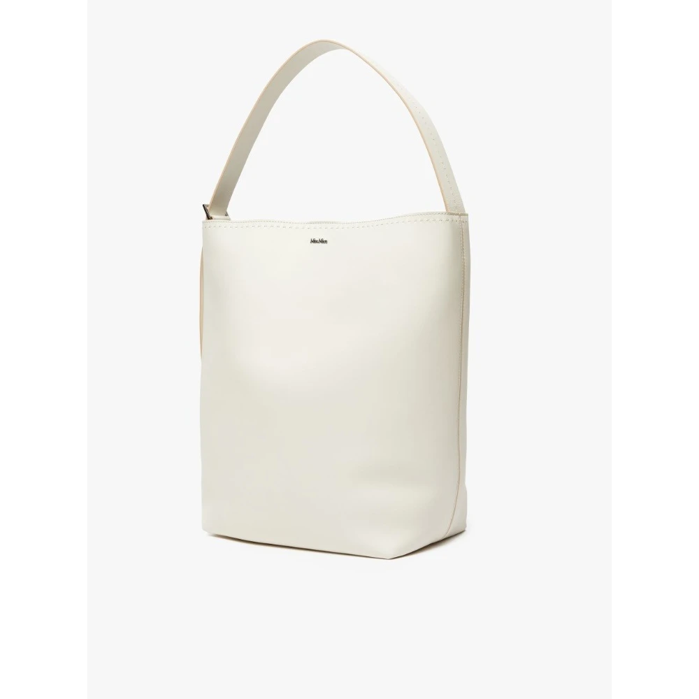 Max Mara Stijlvolle Leren Schoudertas met Verstelbare Band White Dames