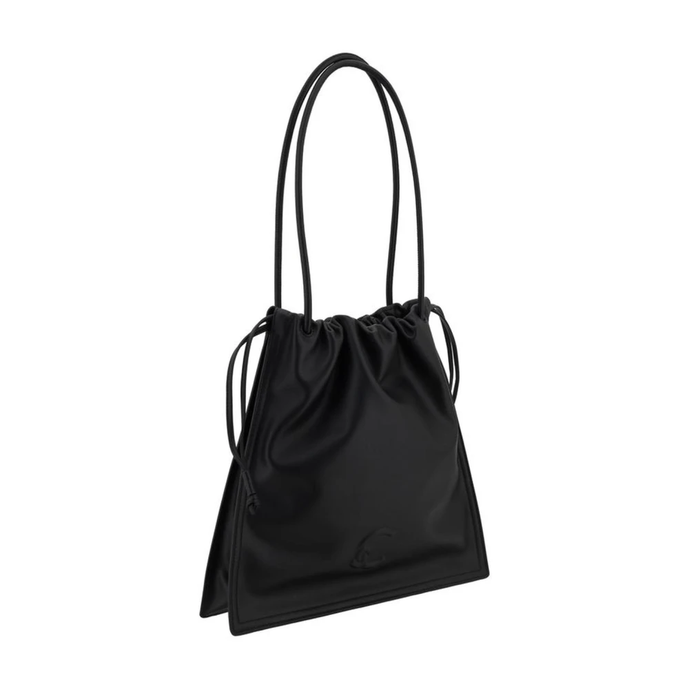 Coccinelle Elegante Leren Schoudertas Trekkoordsluiting Black Dames