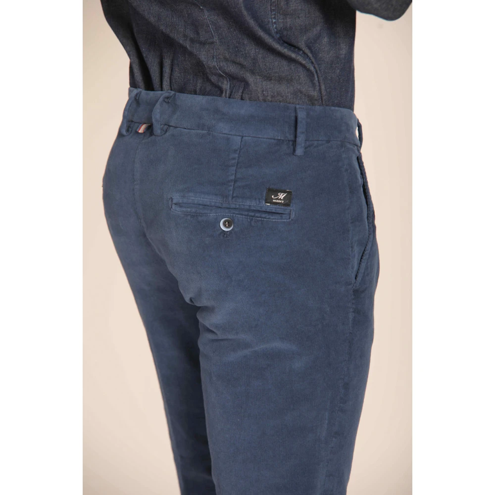 Mason's Velvet Gestreepte Slim Fit Chino Broek Blue Heren