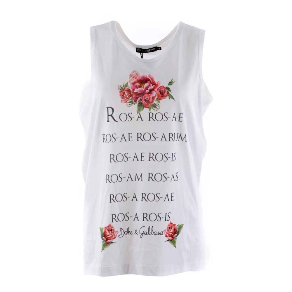 Dolce & Gabbana Rosa Rosae Mouwloos T-shirt voor Vrouwen White Dames
