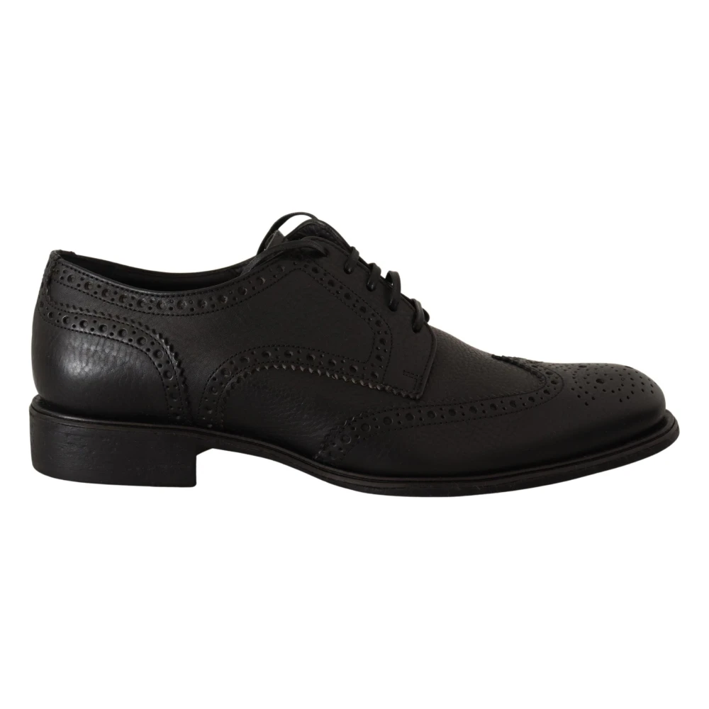 Dolce & Gabbana Black Leather Oxford Wingtip Formal Dress Shoes - EU39/US6 - Image 2