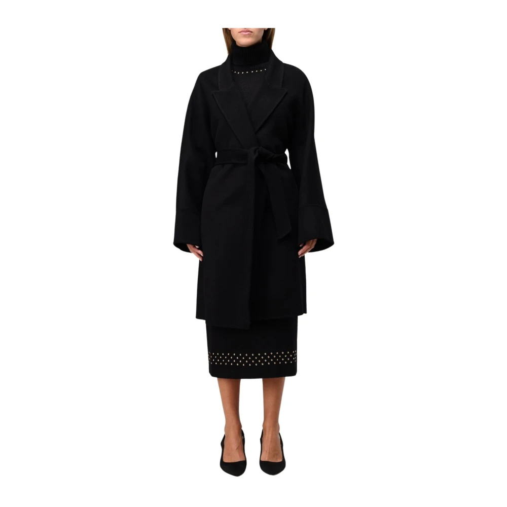 Simona Corsellini Dubbele doek jas gewaad stijl Black Dames