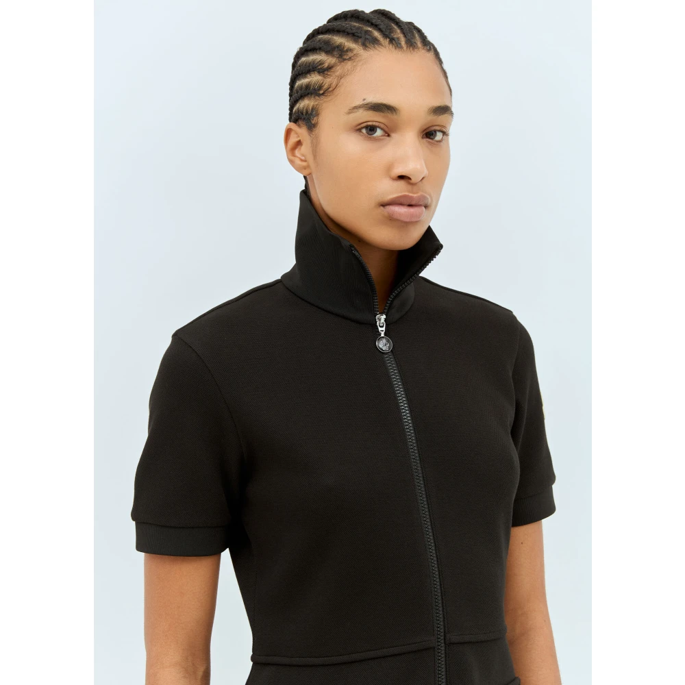 Moncler Piquet Half-Zip Polo Jurk Black Dames