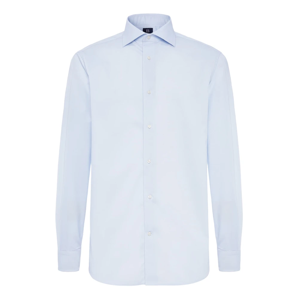 Boggi Milano Twill Windsor Kraag Overhemd Regular Fit Blue Heren
