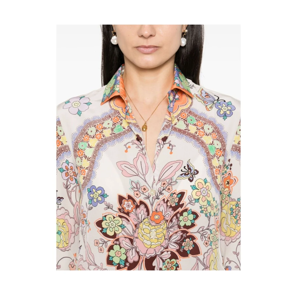 ETRO Beige Overhemd met Korte Mouwen Multicolor Dames