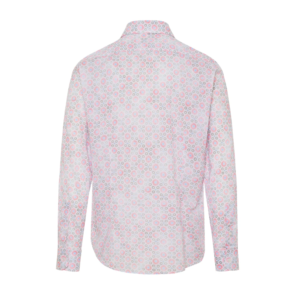 Fedeli Katoen Elastaan Shirt Gemaakt in Italië Pink Heren
