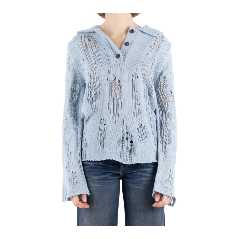 Acne Studios Blauwe Wollen Katoenmix Trui Blue Dames