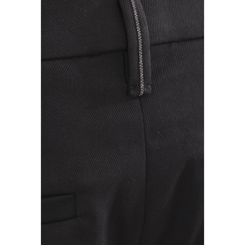 BRUNELLO CUCINELLI Zwarte Stretch Katoenen Broek Black Dames