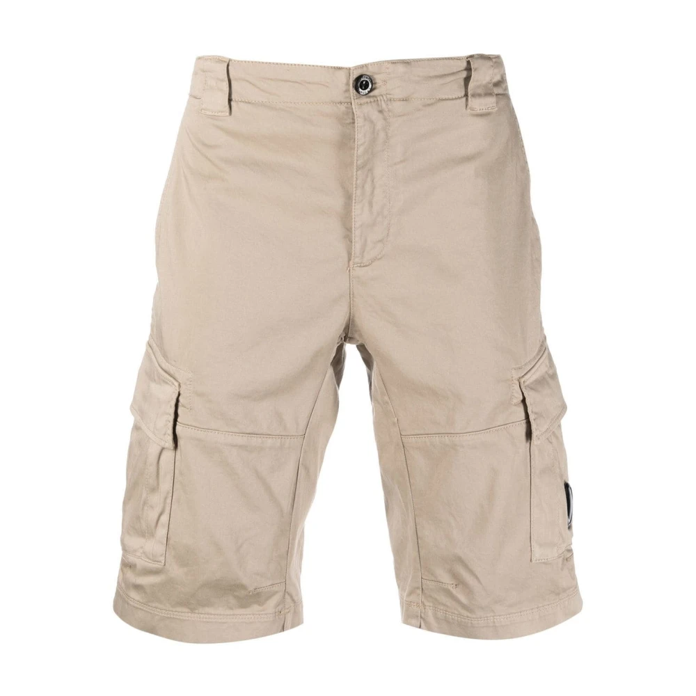 C.p. Company Men's Beige Stretch Sateen Cargo Shorts - Casual Shorts - Xs - Shorts