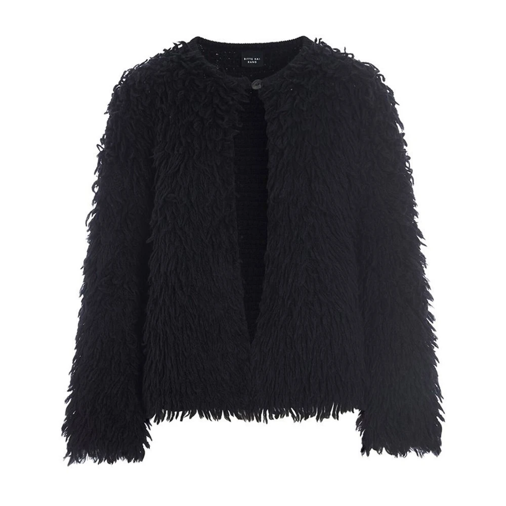 Bitte Kai Rand Black Fringed Cardigan Jumper - Female - Cardigans - Xl - Knitwear