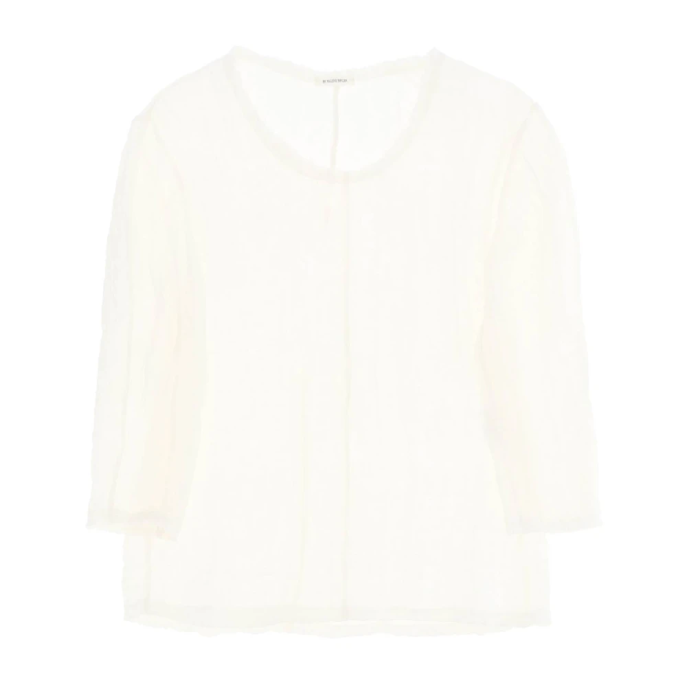 By Malene Birger Linnen V-hals Blouse met Rafelranden By Herenne Birger White Dames