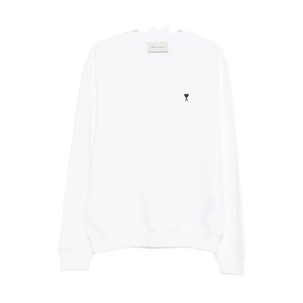 Ami Paris Mannelijk Wit Hoodies & Sweatvesten Heren, Xl, Katoen, Ami De Coeur Sweatshirt