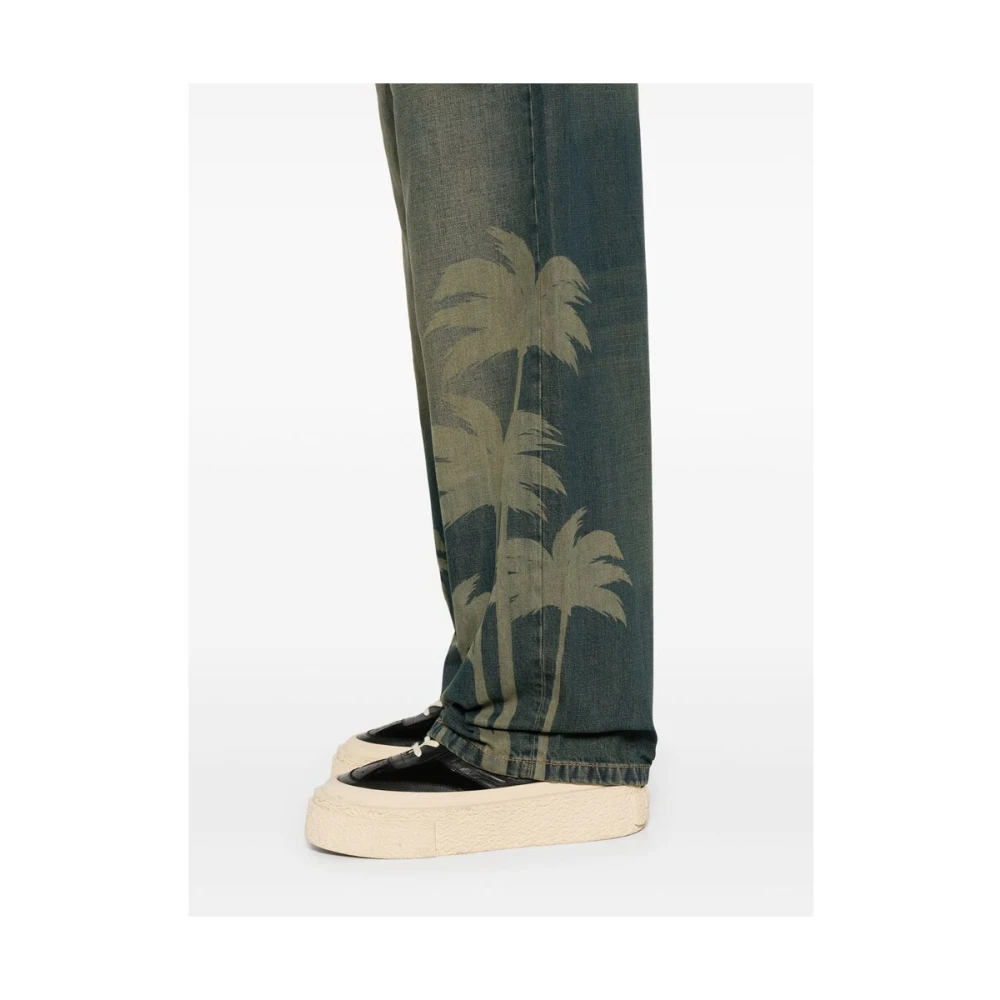 Palm Angels Poederblauwe Jeans met Klassieke Stijl Black Heren