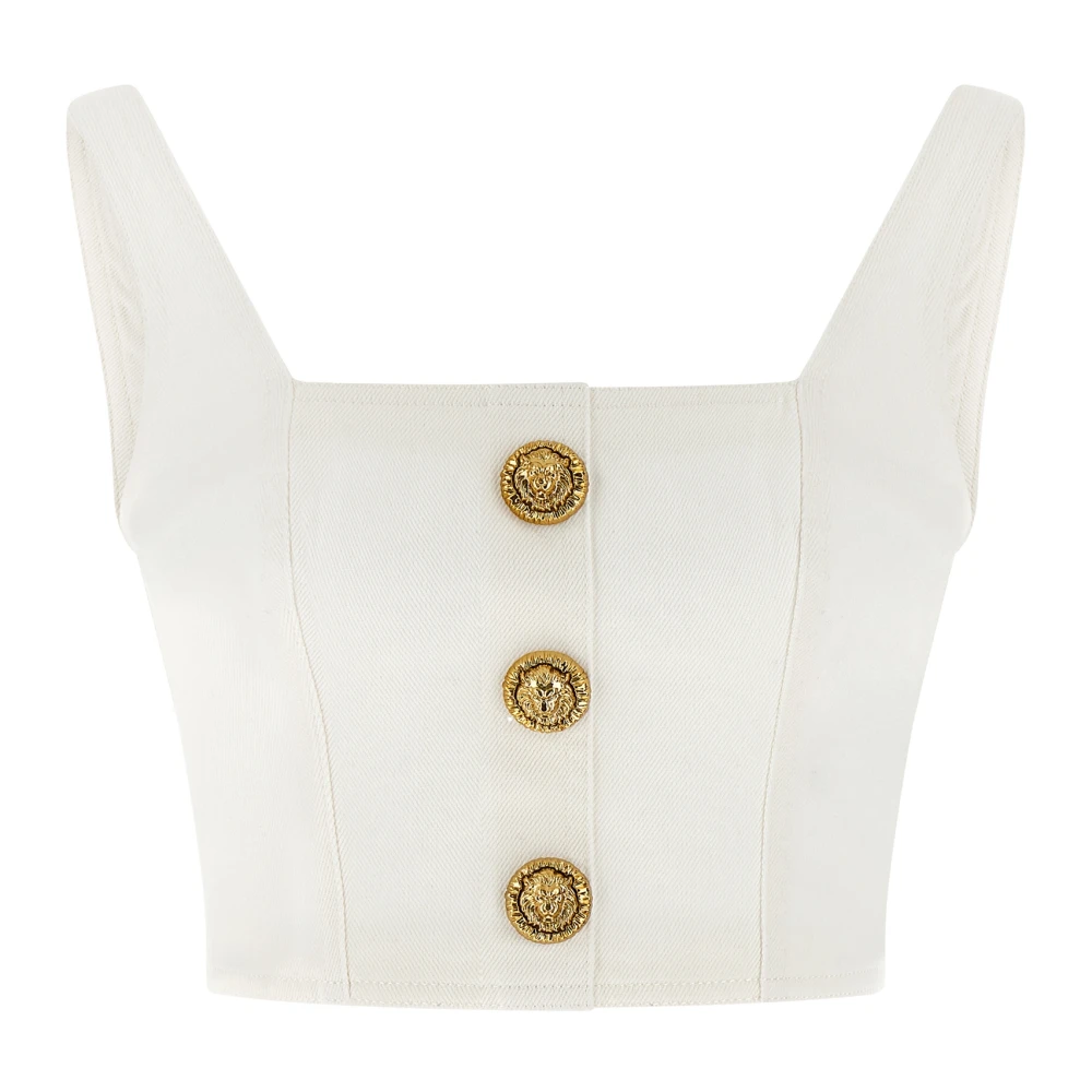 Balmain White Button Top - Female - Sleeveless Tops - Xs - Tops