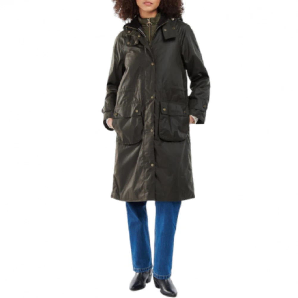 Barbour Gewaxte parka met afneembare capuchon en gewatteerde voering Green Dames