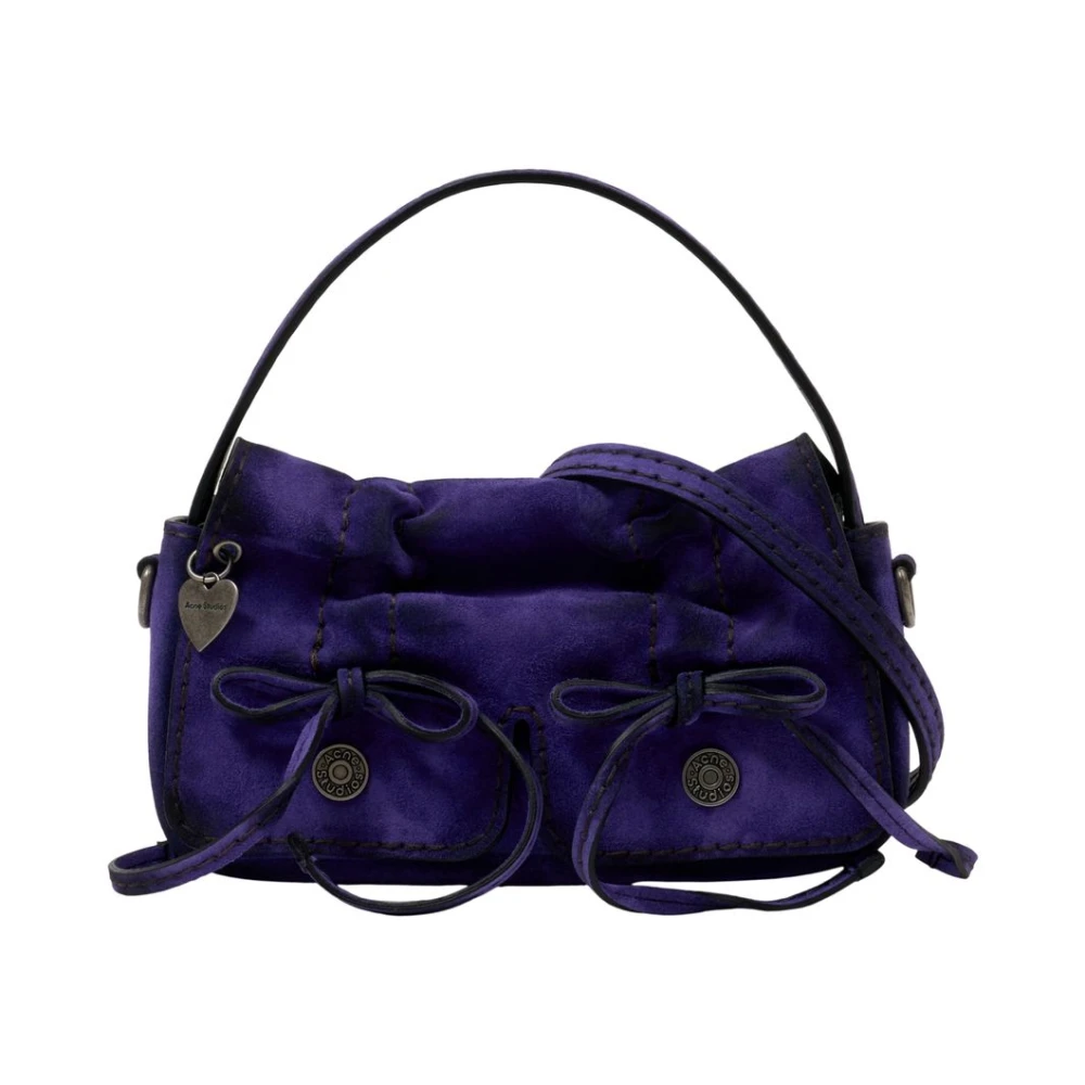 Acne Studios Women's Purple Handbags, One Size, Multipocket Micro Crossbody Suede Bleached
