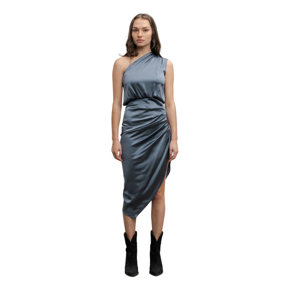 Ahlvar Gallery Zijden jurk met gedrapeerd one-shoulder ontwerp Blue Dames