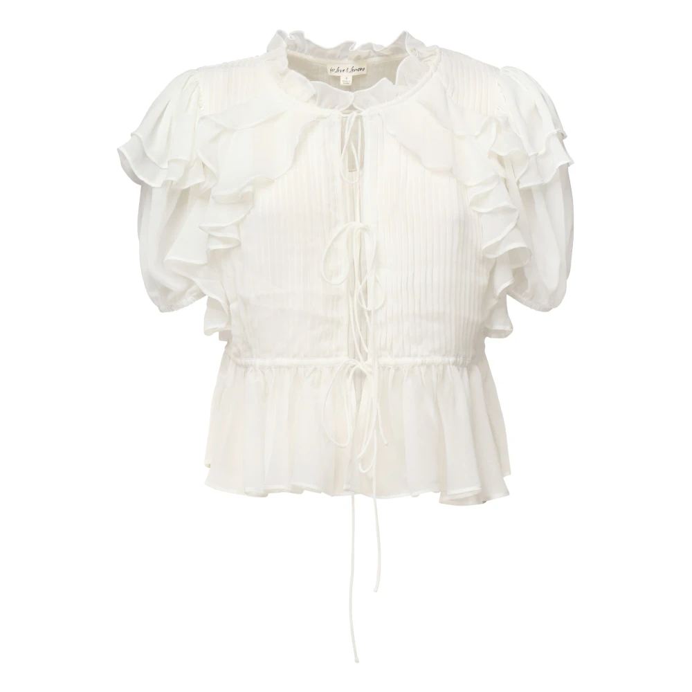 For Love & Lemons Ethereal Ruffle Cream Blouse White Dames