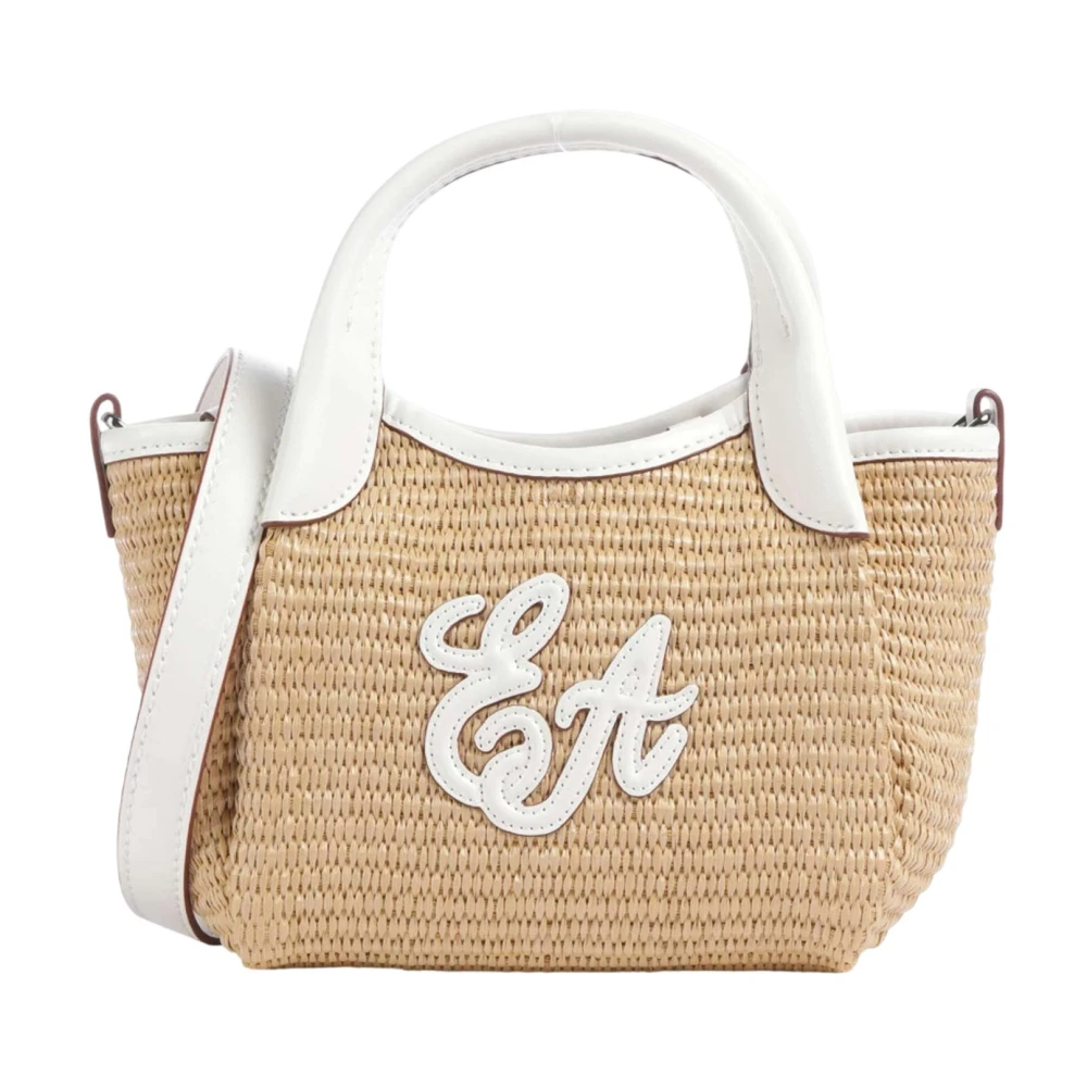 Emporio Armani Women's Beige Small Woven Straw Shopper