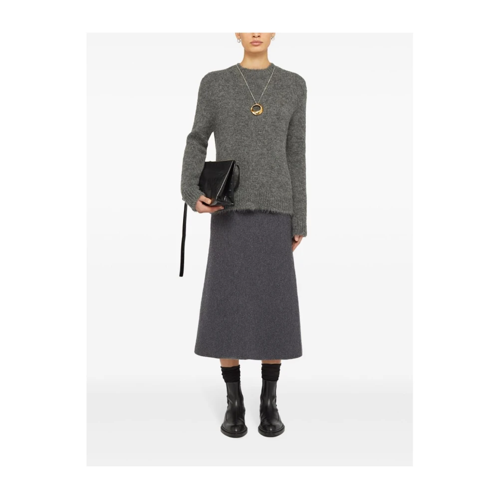 Jil Sander Grijze Alpaca Wolmix Trui Gray Dames