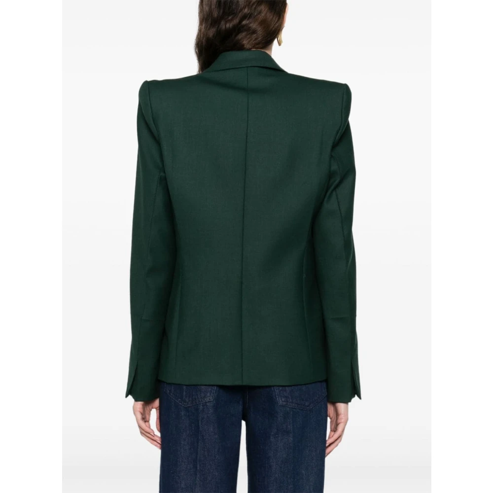 Victoria Beckham Groene Double-Breasted Jas met Peak Revers Green Dames