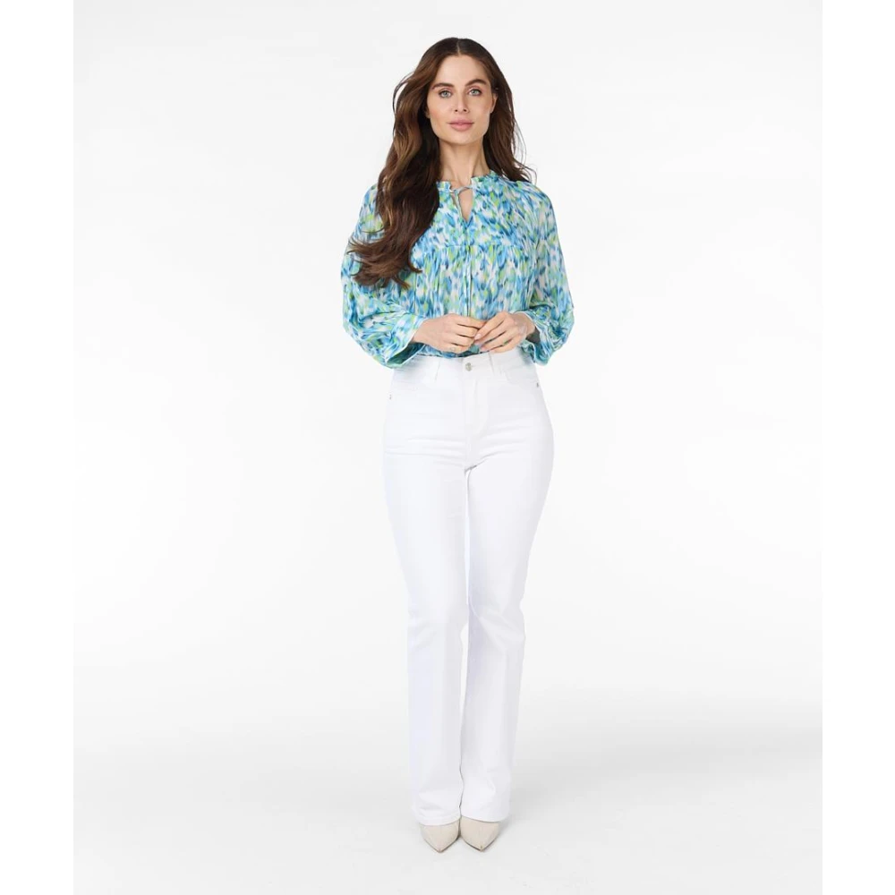 Esqualo Blouse met Wijde Mouwen en Bayside Print Multicolor Dames
