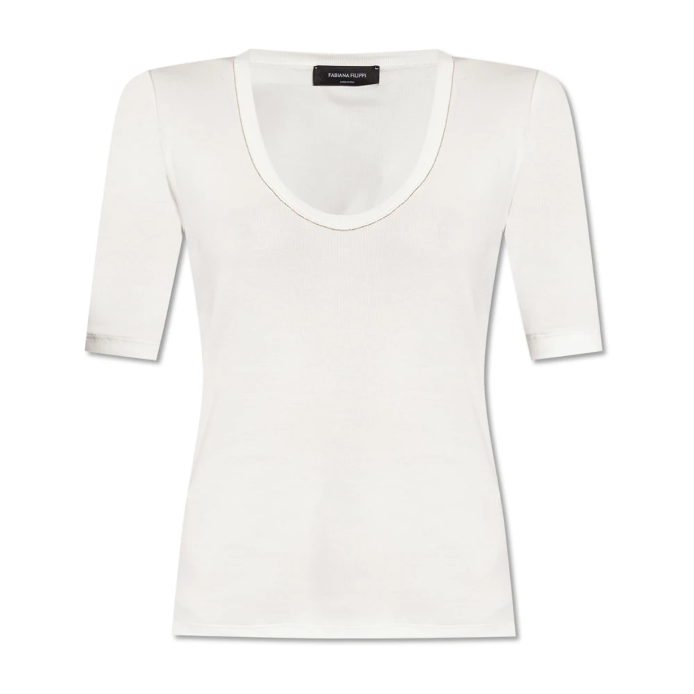 Fabiana Filippi T-shirt met glanzende details White Dames