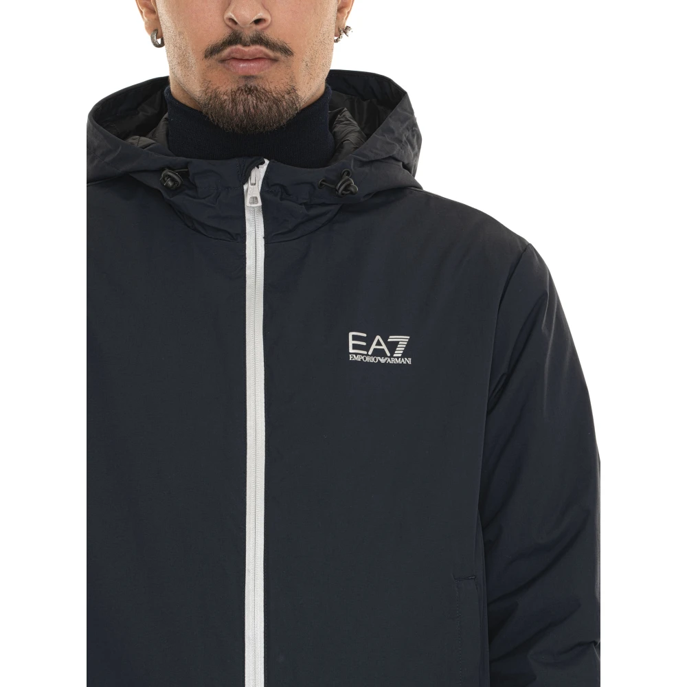 Emporio Armani EA7 Hooded Ritsjas met Contrastdetails Blue Heren