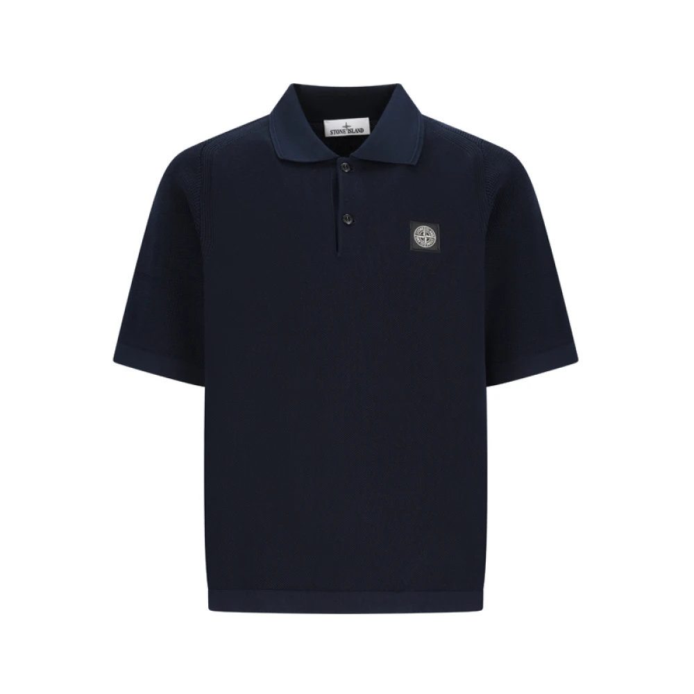 Stone Island Blue Polo Shirts, Male, L, Micro Stitch Soft Cotton Polo