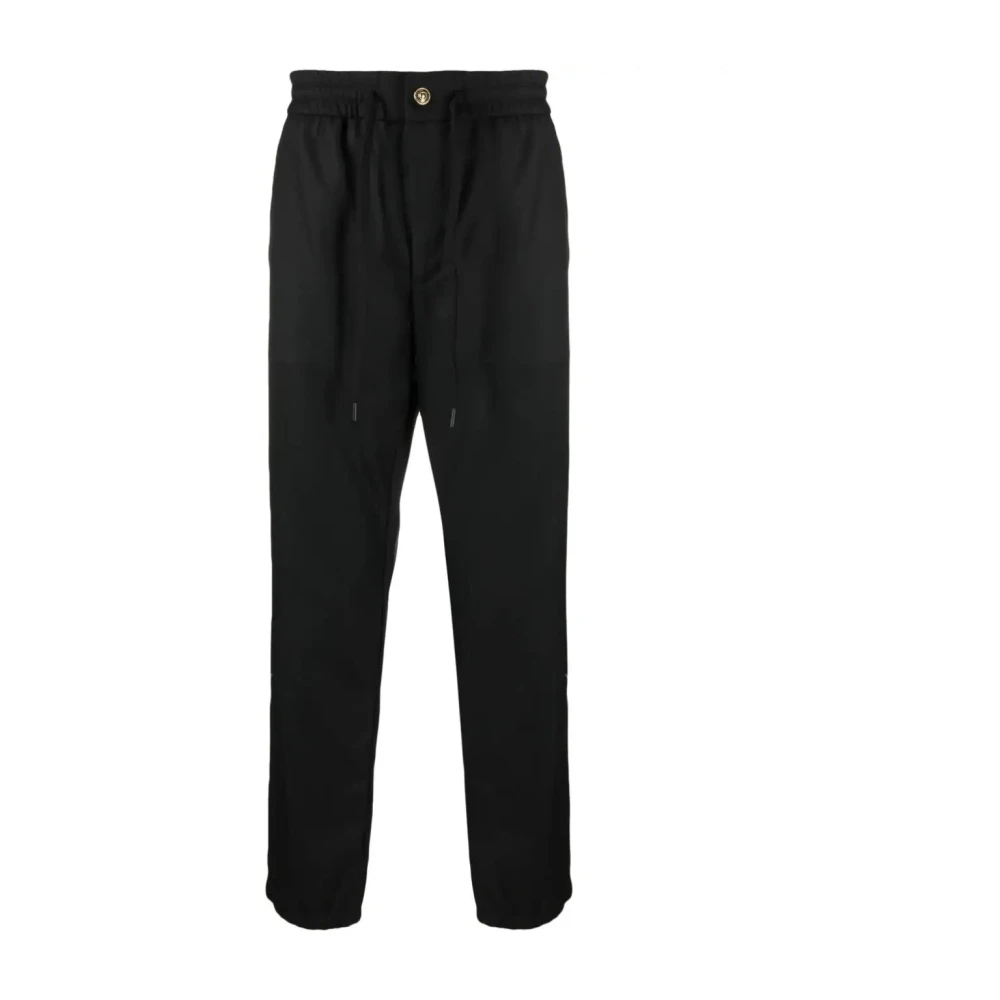 Versace Jeans Couture Zwarte Casual Broeken Polyester Viscose Black Heren