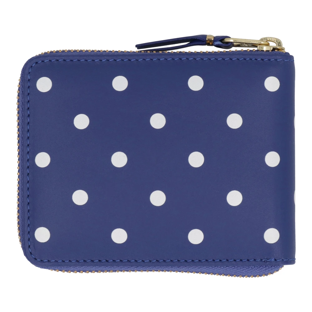 Comme des Garçons Leren Portemonnee met Polka-dot Motief Blue Heren