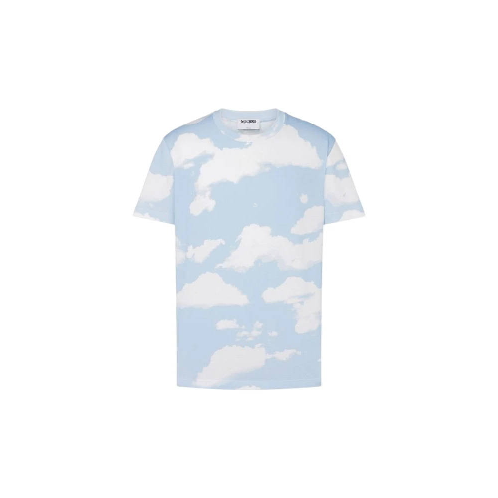 Moschino Unisex Blue Cotton Jersey T-Shirt Archive Clouds