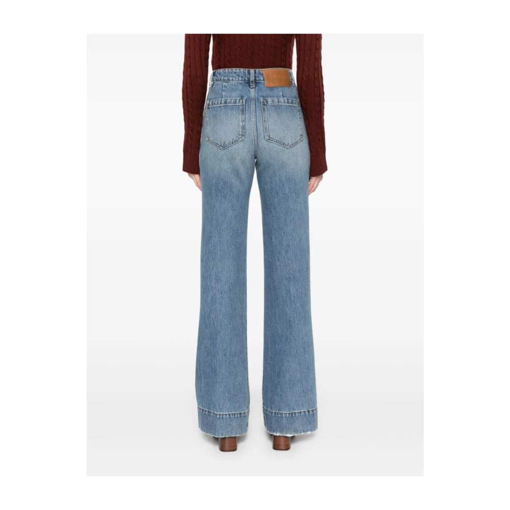Victoria Beckham Blauwe Denim Wide Leg Jeans Blue Dames
