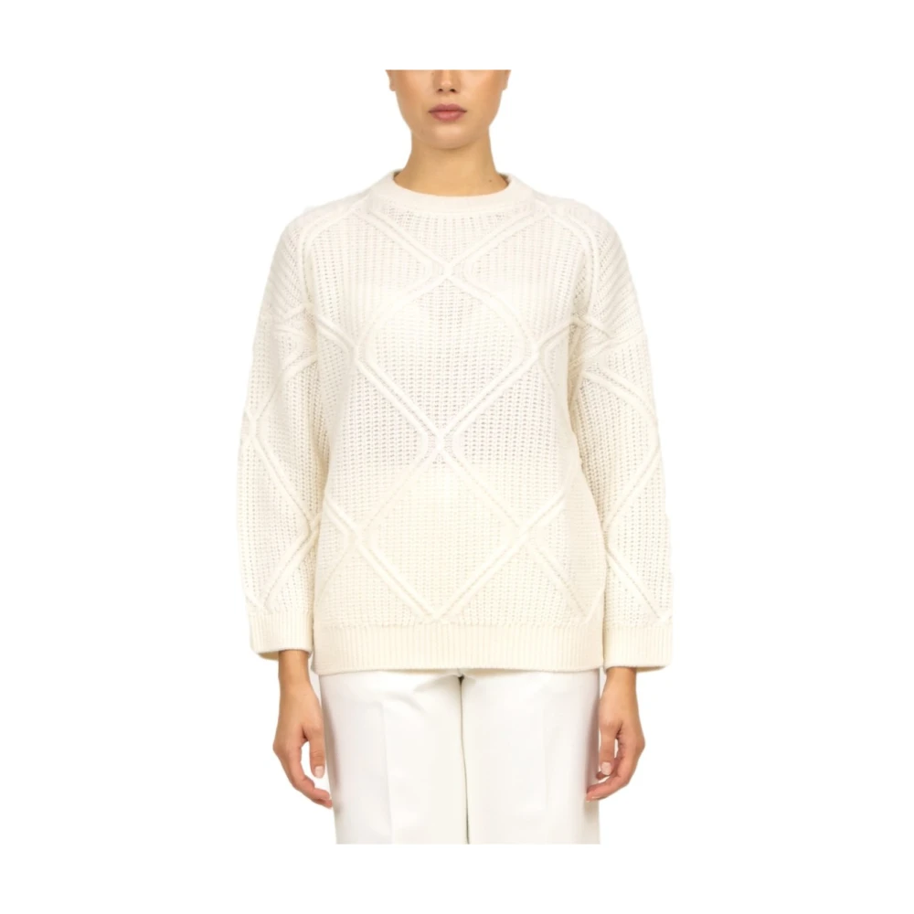 Liviana Conti Geometrische Wollen Trui Pumice Kleur Beige Dames