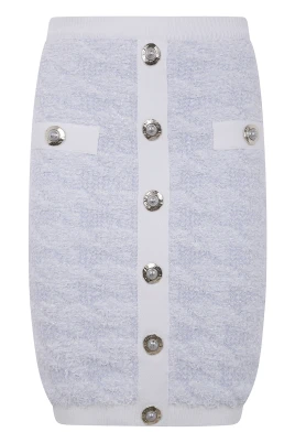 Tweed Knälång Kjol med Knappar