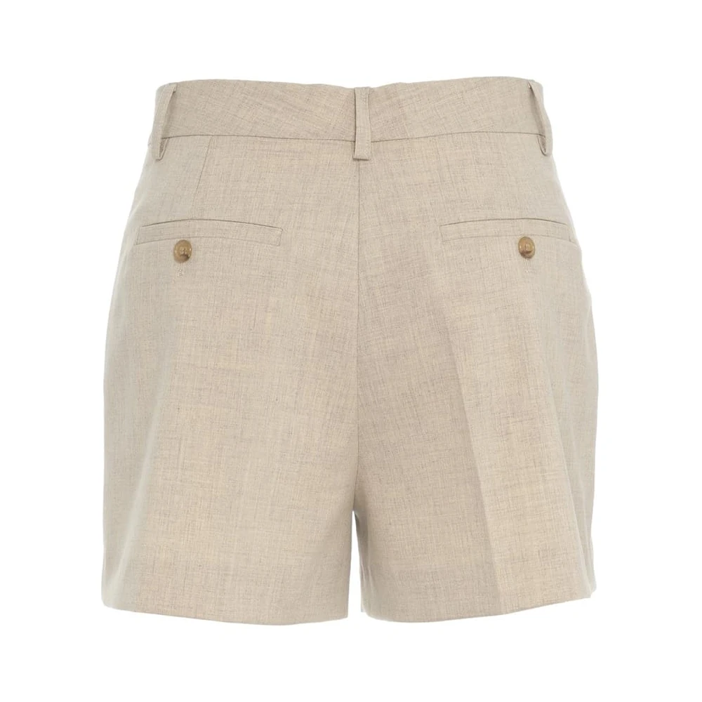 Ottod'Ame Beige Bermuda's met Plooien en Zakken Beige Dames