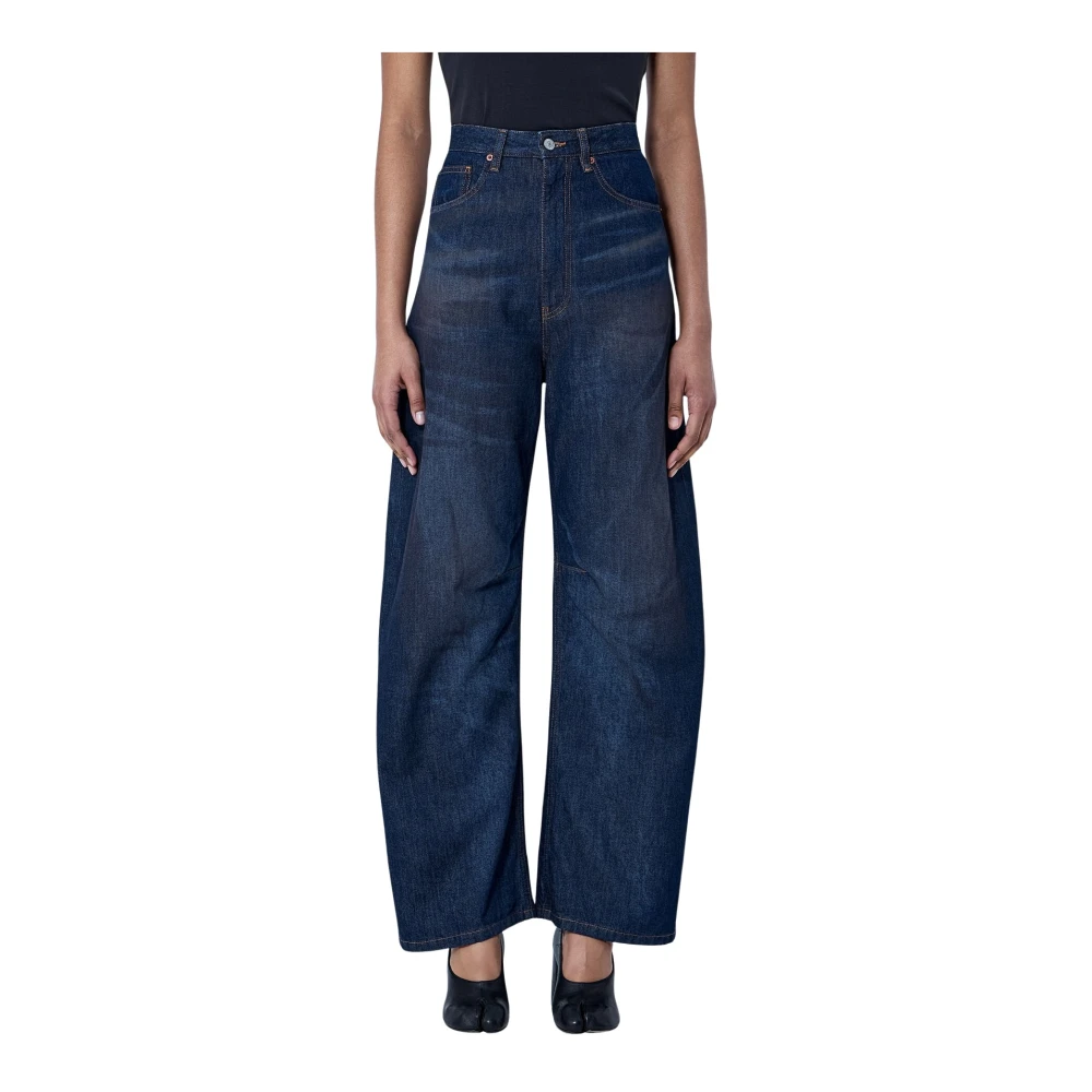 Mm6 Maison Margiela Women's Blue Wide-Leg Denim Trousers - Wide Jeans - W30 - Jeans