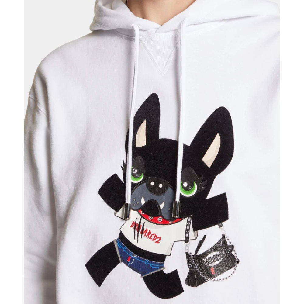 Dsquared2 Ciro Print Hoodie met Versieringen White Heren