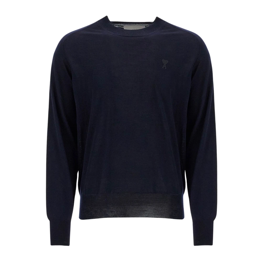 Ami Paris Merino Wool Raglan Pullover Blue, Herr