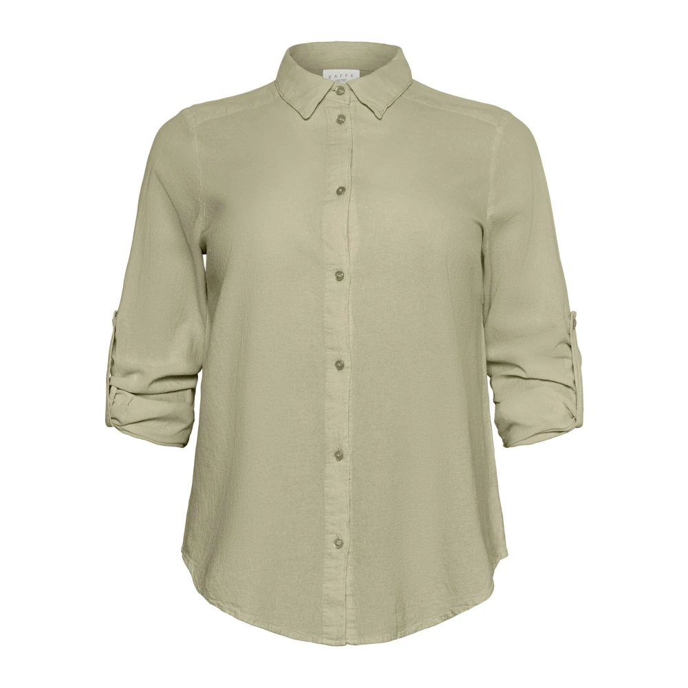 Kaffe Curve Groene Blouse met Kraag Green Dames