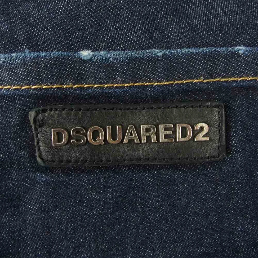 Dsquared2 Luxe Blauwe Jeans Kort Slim Fit Blue Heren