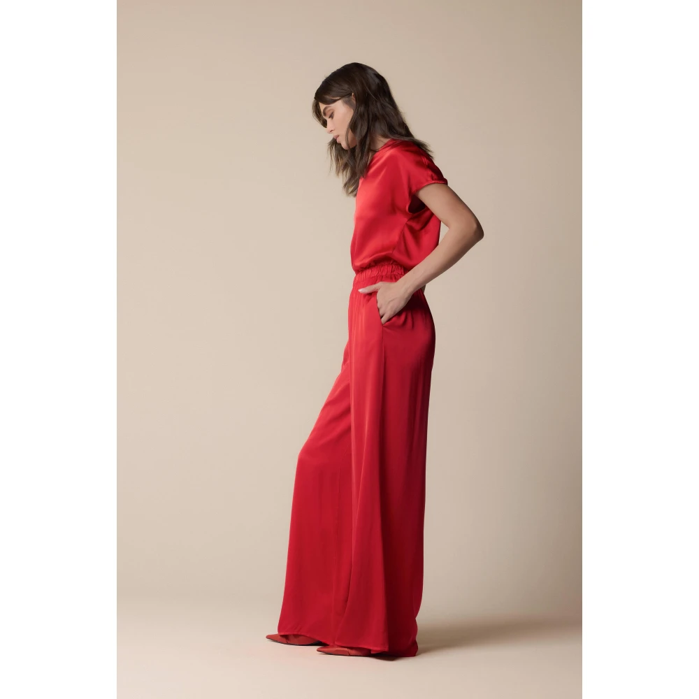 Kocca Wijde Crimson Rode Broek Red Dames