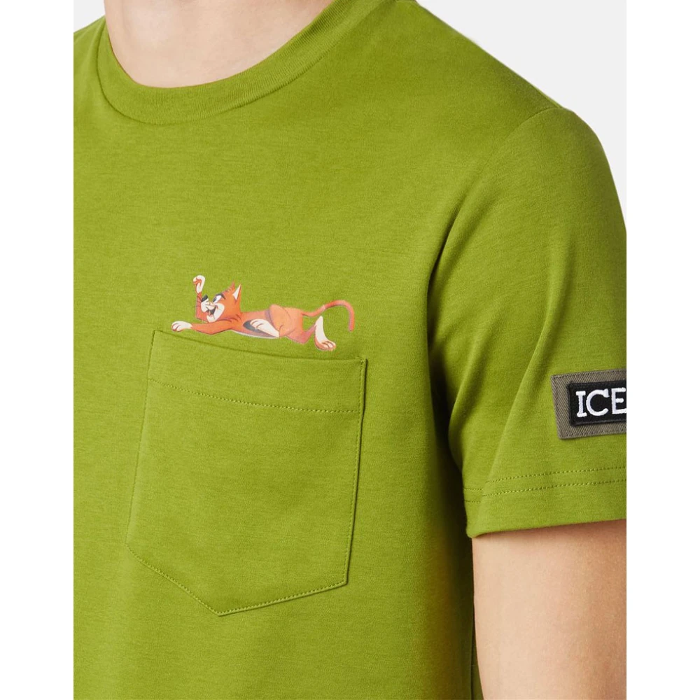 Iceberg Katoenen T-shirt met Yogi Bear Green Heren