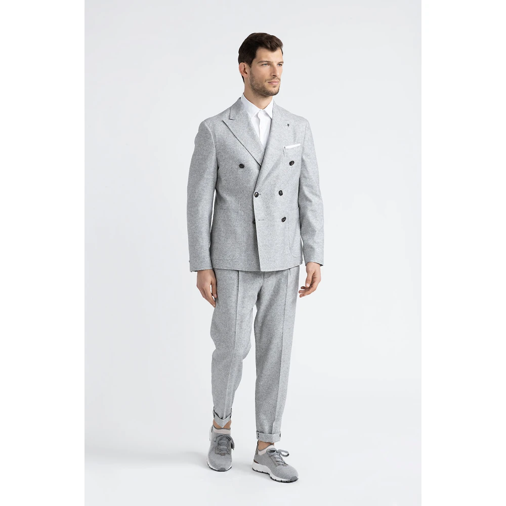 PESERICO Wollen zijden en kasjmier tweed joggingbroek Gray Heren