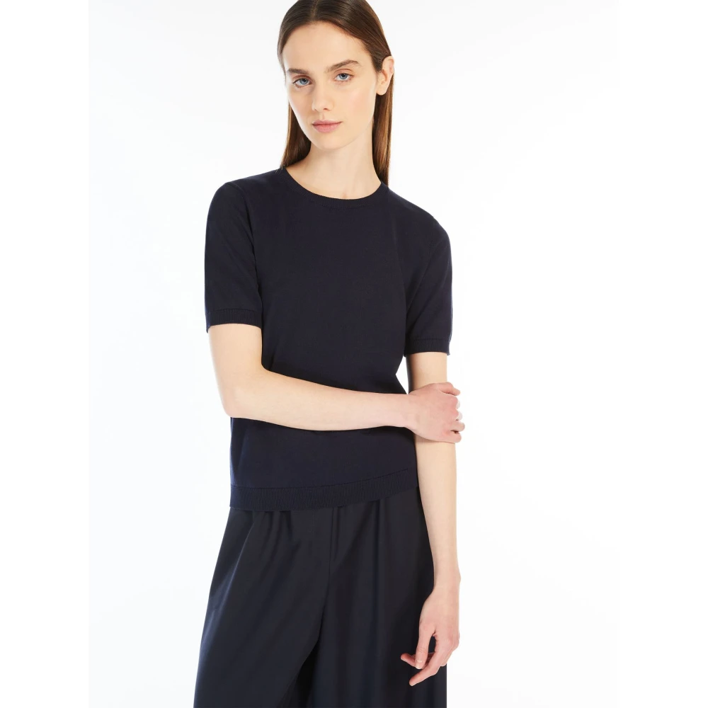 Max Mara Weekend Zijde en katoen gebreide top Blue Dames