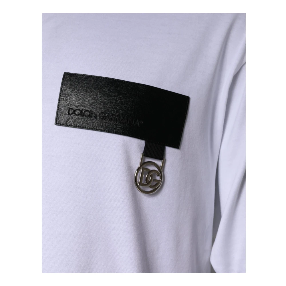 Dolce & Gabbana Witte Katoenen Crew Neck T-shirt met Logo White Heren