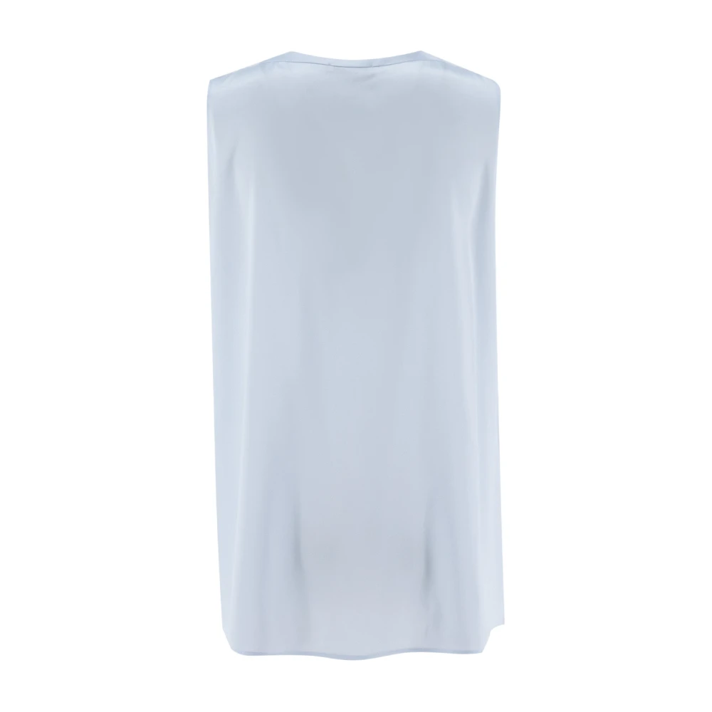 Panicale Zijden Crew Neck Top met Luminous Details Blue Dames