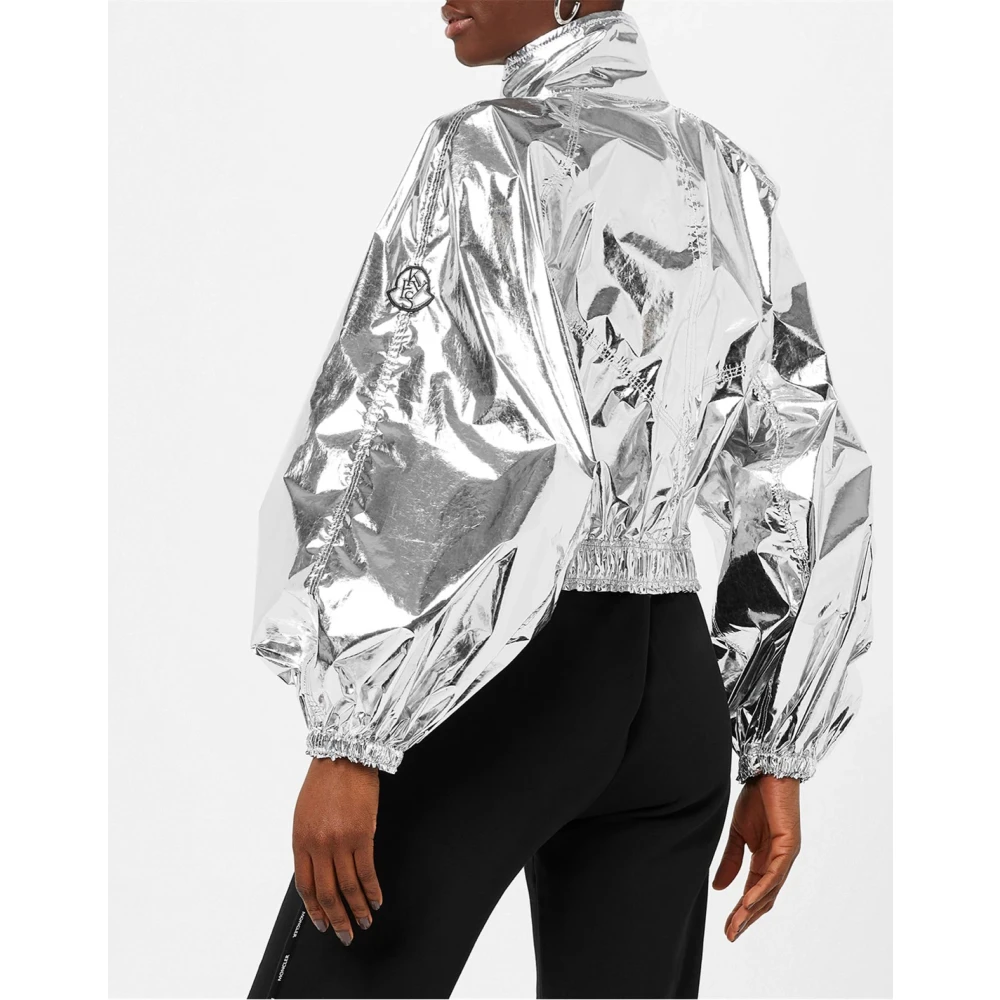 Moncler Alicia Keys Windbreaker Jas Zilver Logo Gray Dames
